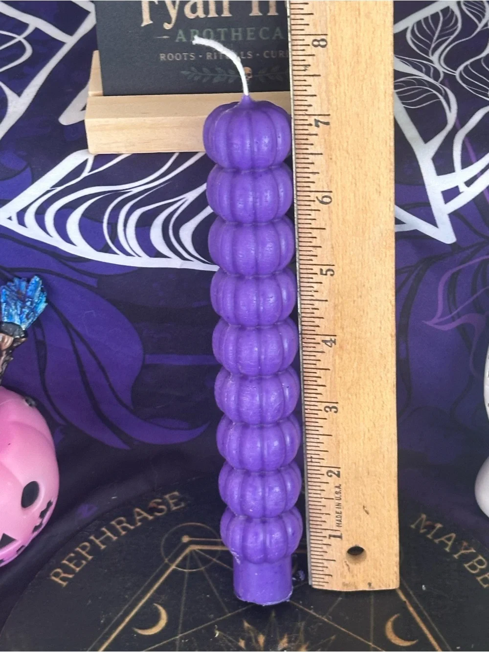 Purple Pumpkin Stack Taper Candle